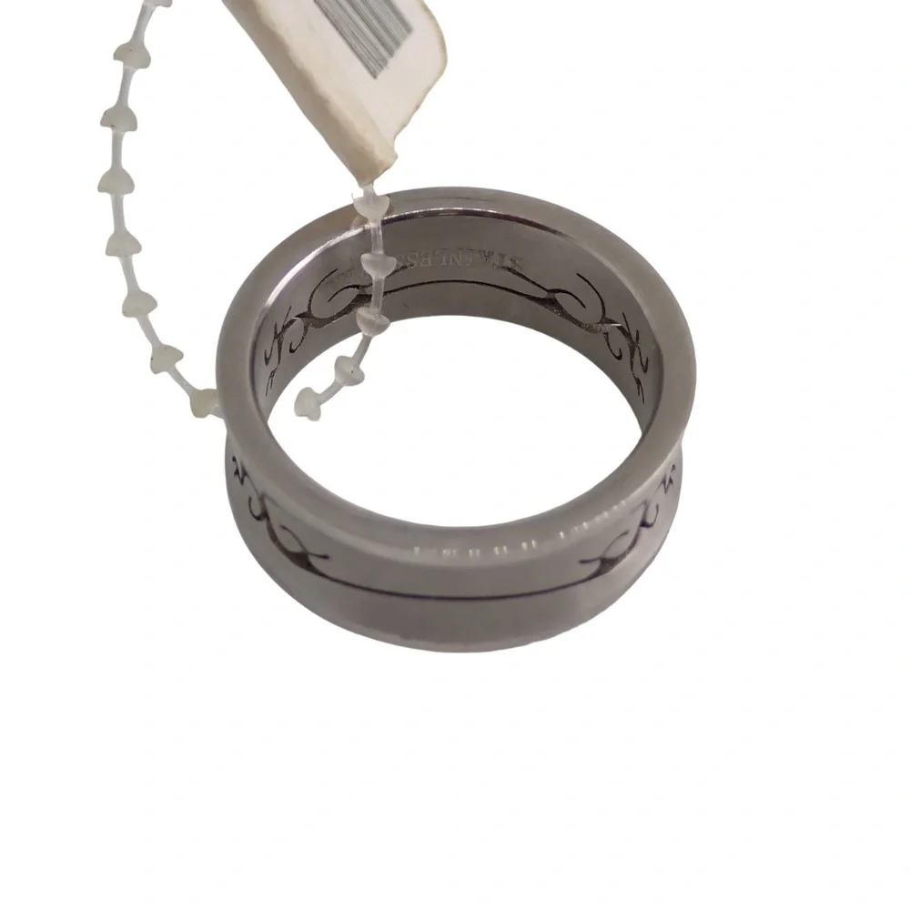 Stainless Steel Silver Fit Tribal Cut-Out Wedding Band Ring Size 8.5 New w/ Tag